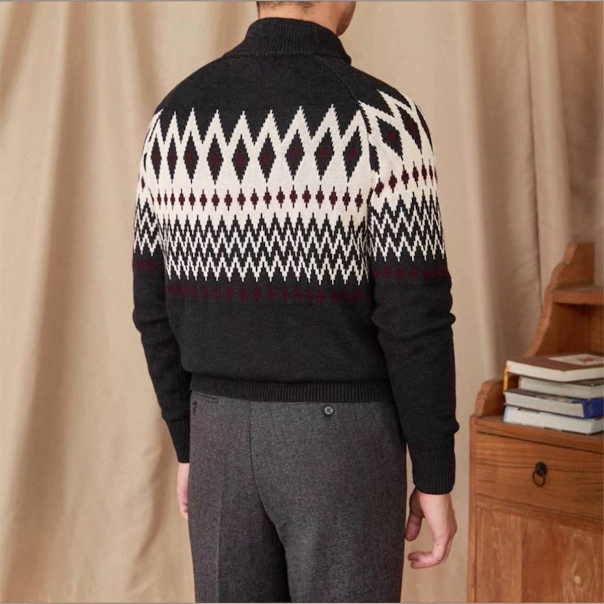 Patterned Zip-Up Cardigan