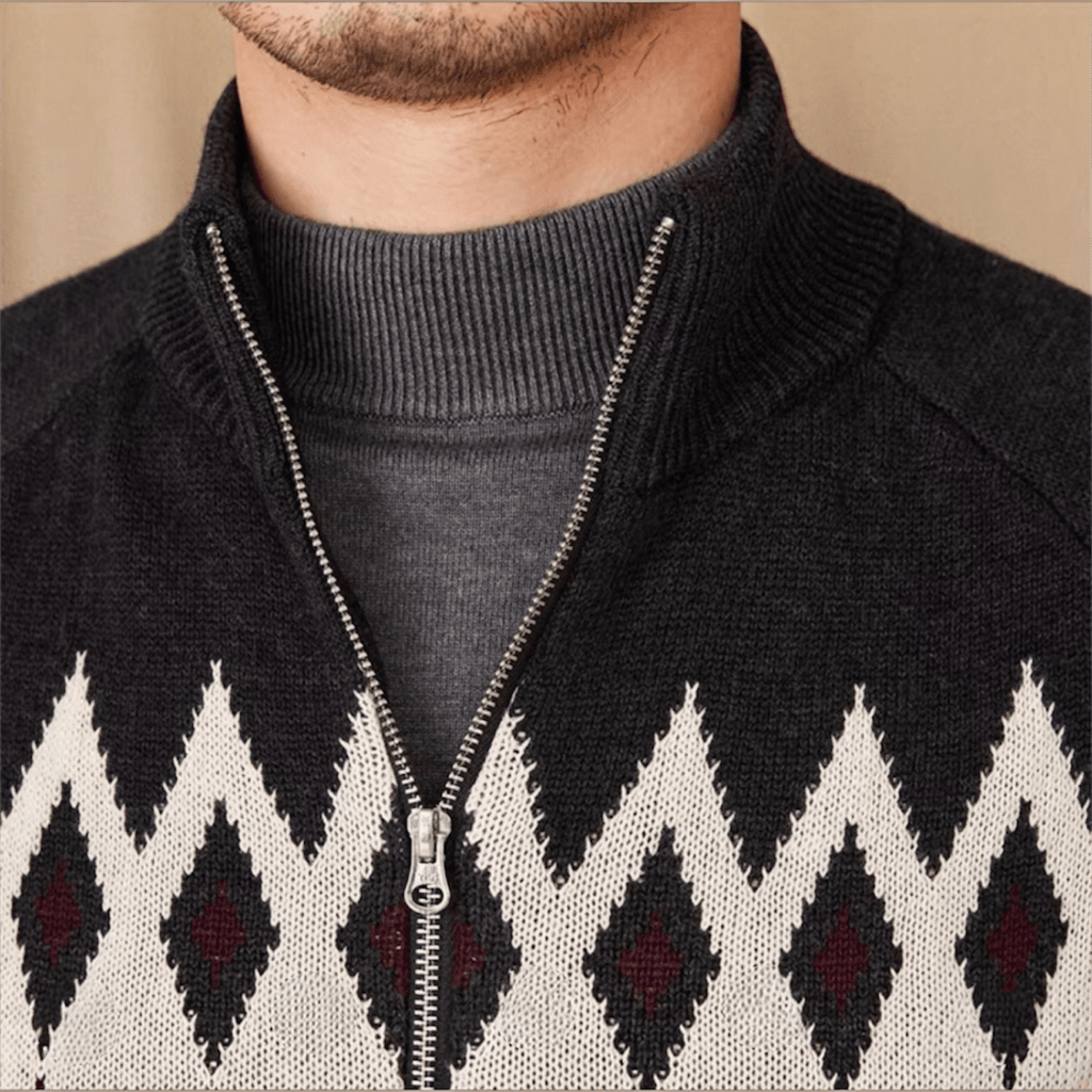 Patterned Zip-Up Cardigan - Gentlemen X