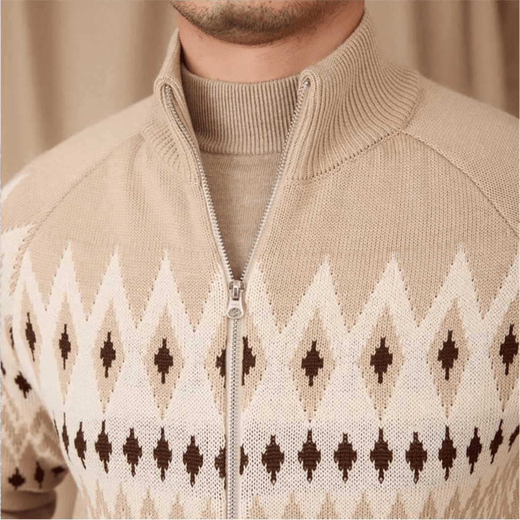 Patterned Zip-Up Cardigan - Gentlemen X