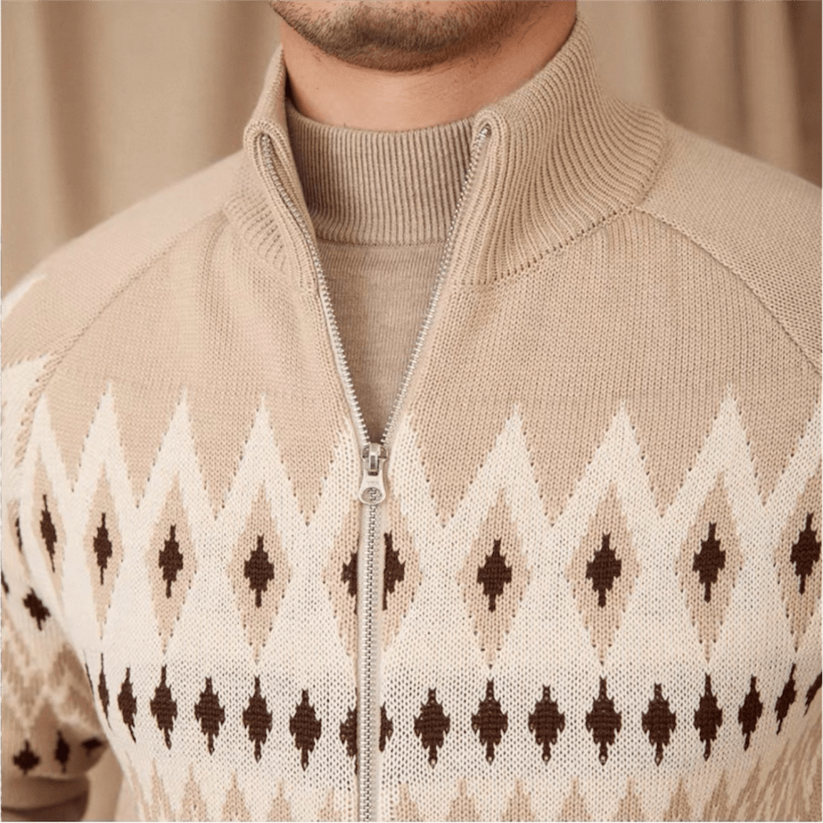 Patterned Zip-Up Cardigan - Gentlemen X