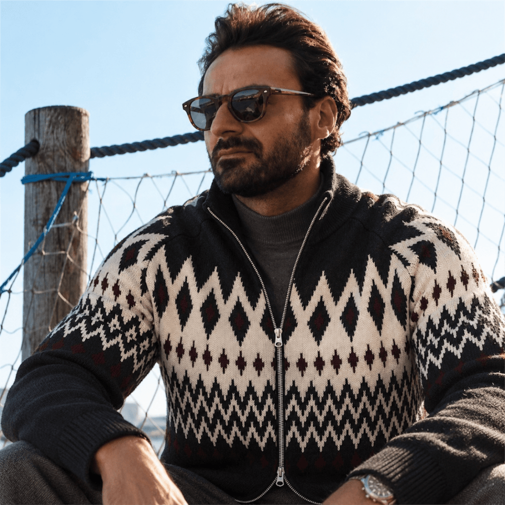 Patterned Zip-Up Cardigan - Gentlemen X