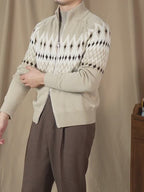 Patterned Zip-Up Cardigan